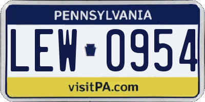 PA license plate LEW0954