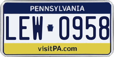 PA license plate LEW0958