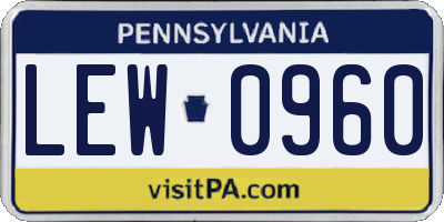 PA license plate LEW0960