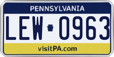 PA license plate LEW0963
