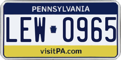 PA license plate LEW0965