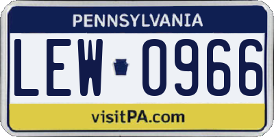 PA license plate LEW0966