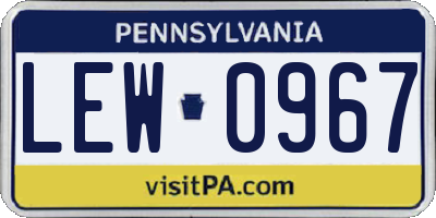 PA license plate LEW0967