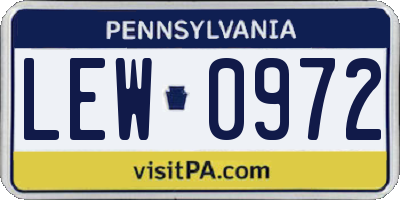 PA license plate LEW0972