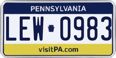 PA license plate LEW0983