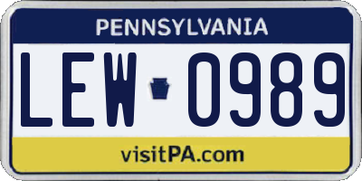 PA license plate LEW0989