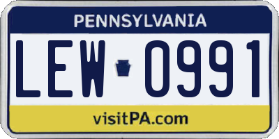 PA license plate LEW0991