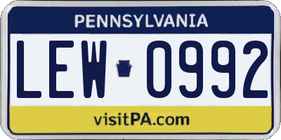PA license plate LEW0992