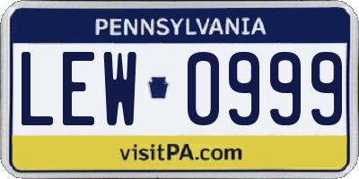 PA license plate LEW0999