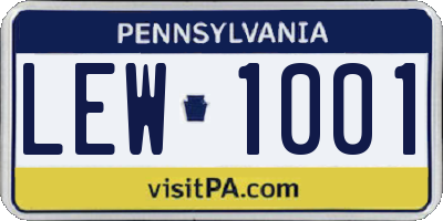 PA license plate LEW1001