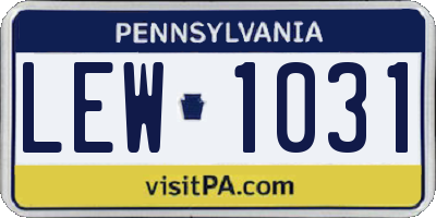 PA license plate LEW1031