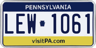 PA license plate LEW1061