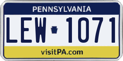 PA license plate LEW1071