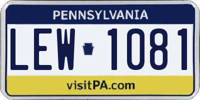PA license plate LEW1081