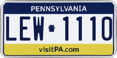 PA license plate LEW1110