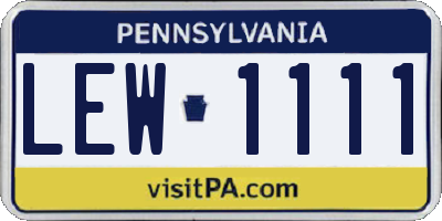 PA license plate LEW1111