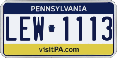 PA license plate LEW1113