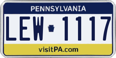 PA license plate LEW1117