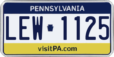 PA license plate LEW1125