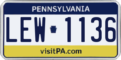 PA license plate LEW1136