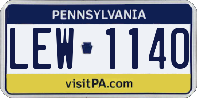 PA license plate LEW1140