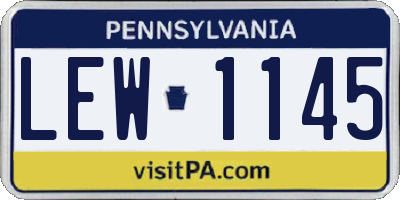 PA license plate LEW1145