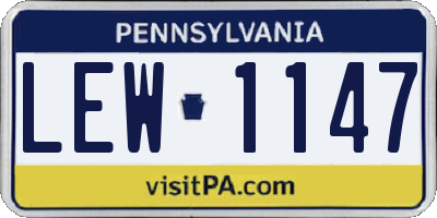 PA license plate LEW1147
