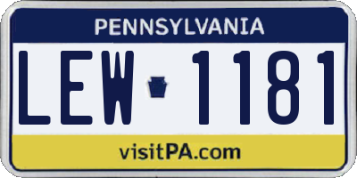PA license plate LEW1181