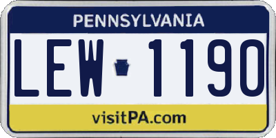 PA license plate LEW1190