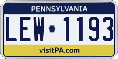 PA license plate LEW1193