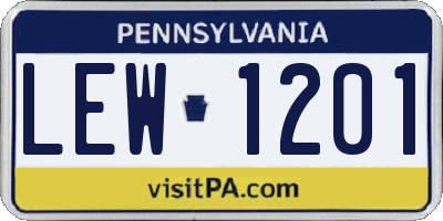 PA license plate LEW1201