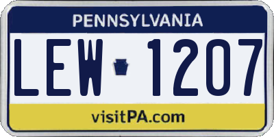 PA license plate LEW1207