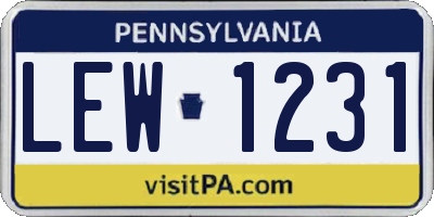 PA license plate LEW1231