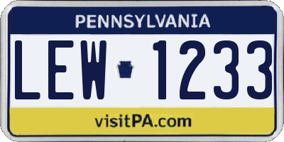 PA license plate LEW1233