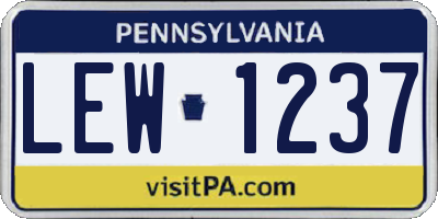 PA license plate LEW1237