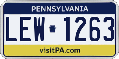 PA license plate LEW1263