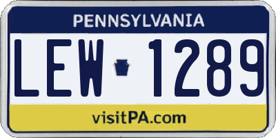 PA license plate LEW1289