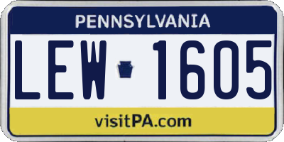 PA license plate LEW1605