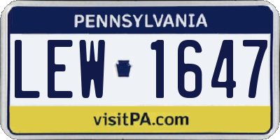 PA license plate LEW1647