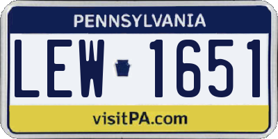 PA license plate LEW1651