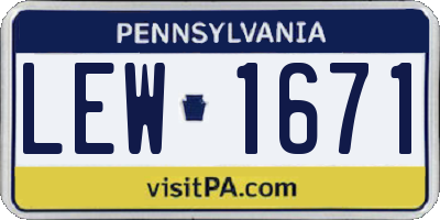 PA license plate LEW1671