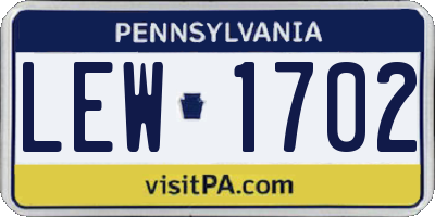 PA license plate LEW1702