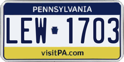 PA license plate LEW1703