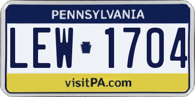 PA license plate LEW1704