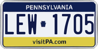 PA license plate LEW1705