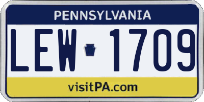 PA license plate LEW1709