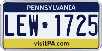 PA license plate LEW1725