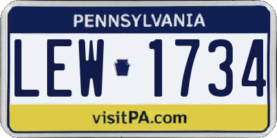 PA license plate LEW1734