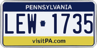PA license plate LEW1735