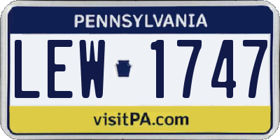 PA license plate LEW1747